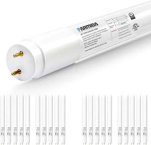 PARMIDA 20-Pack 4FT LED T8 Hybrid Type A+B Light Tube, 18W,  Assorted Colors 