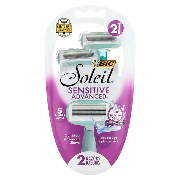 BIC Soleil Sensitive Advanced Disposable Women's Shaving Razors, 2-Count