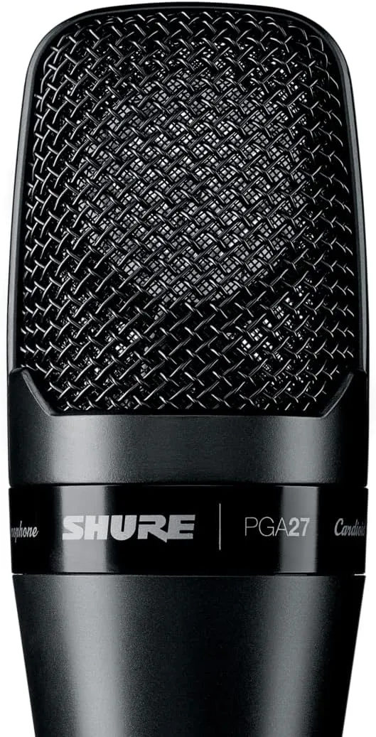 Shure PGA27 Condenser Microphone - Large-Diaphragm Side-Address Mic for Vocal/Acoustic Recording and Live Performance, with Cardioid Pick-up Pattern, Shock Mount and Carrying Case, No Cable (PGA27-LC)