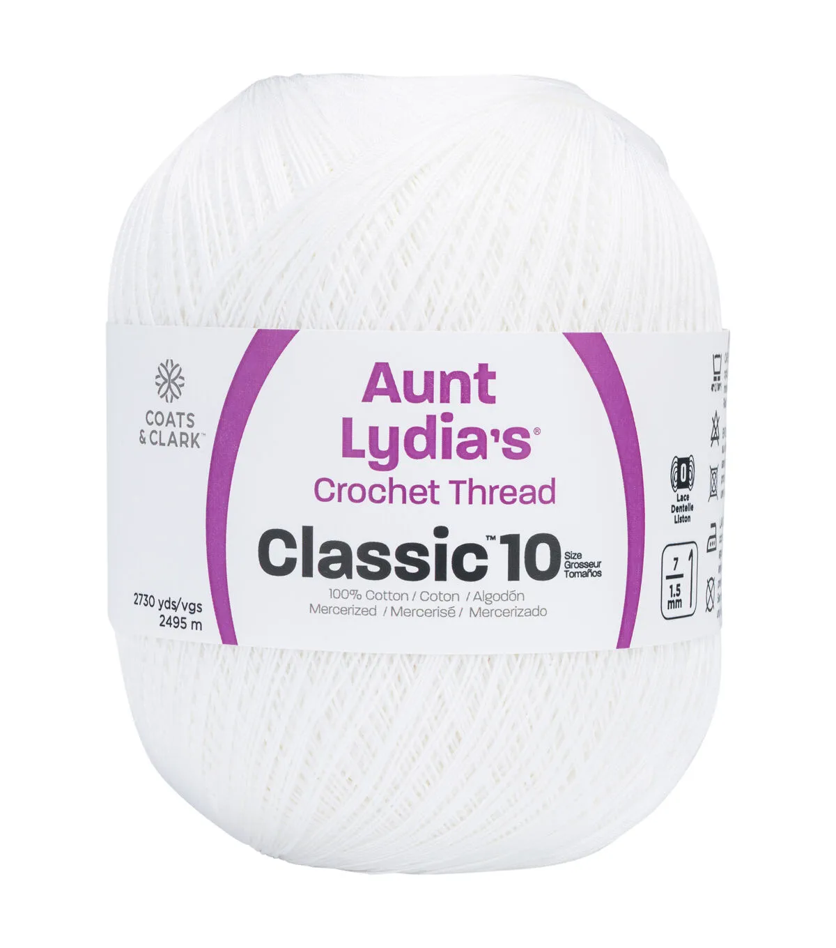 Aunt Lydia's® Classic™ White Crochet Thread, 2730 Yards Size 10