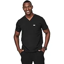 FIGS Leon Scrub Top for Men – 3 Pockets, Tailored Fit, Modern V-Neck, 4-Way Stretch, Moisture-Wicking Men's Scrubs