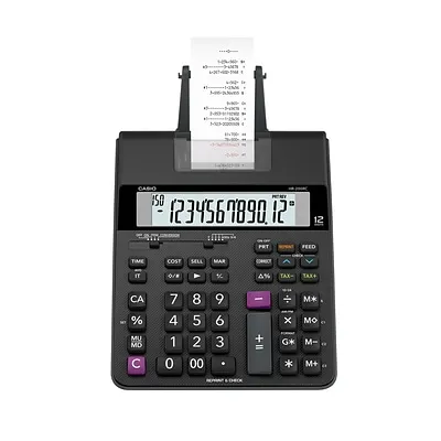 Casio HR-200RC Desktop Printing Calculator, 12 Digits, Black