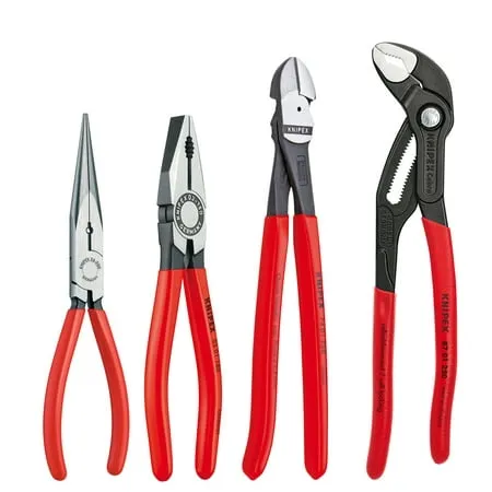 KNIPEX 4 Pc Insulated Pliers Set - Combination, Long Nose, Diagonal, Cobra - Ideal for Home Repair - Black FinishKNIPEX 4 Pc Insulated Pliers Set - Combination, Long Nose, Diagonal, Cobra - Ideal for Home Repair - Black Finish