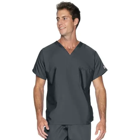 Landau Essentials Unisex Relaxed Fit 1-Pocket V-Neck Scrub Top 7502 Black