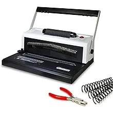 PrintFinish Coilbind S25A Upgraded Spiral Coil Binding Machine - with Electric Coil Inserter - Professionally Bind Presentations Documents - Free Crimper Free Box of 100 Plastic coils - 4 to 1 Pitch