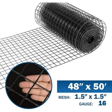 Fencer Wire 4 ft. x 50 ft. 16-Gauge Black PVC Coated Welded