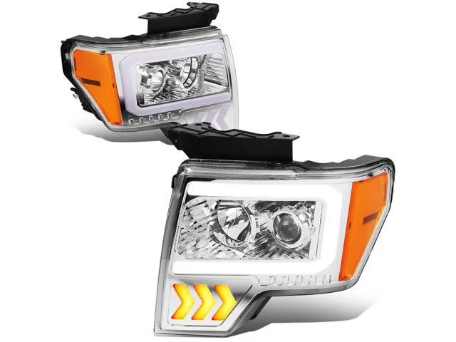 Auto Dynasty LED DRL Projector Headlights Assembly Compatible with Ford Escape 13-16, Pair, Chrome Housing