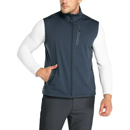 33,000ft Men's Windproof Lightweight Golf Vest Outerwear with Pockets, Softshell Sleeveless Jacket for Running Hiking Sports