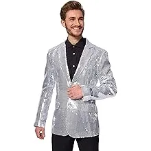 SUITMEISTER Men's Party Blazer - Christmas - New Years Party - Shiny Sequins Suit Jacket - SilverSUITMEISTER Men's Party Blazer - Christmas - New Yea…