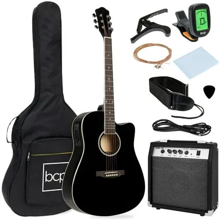 Best Choice Products 41in Full Size Acoustic Electric Cutaway Guitar Set