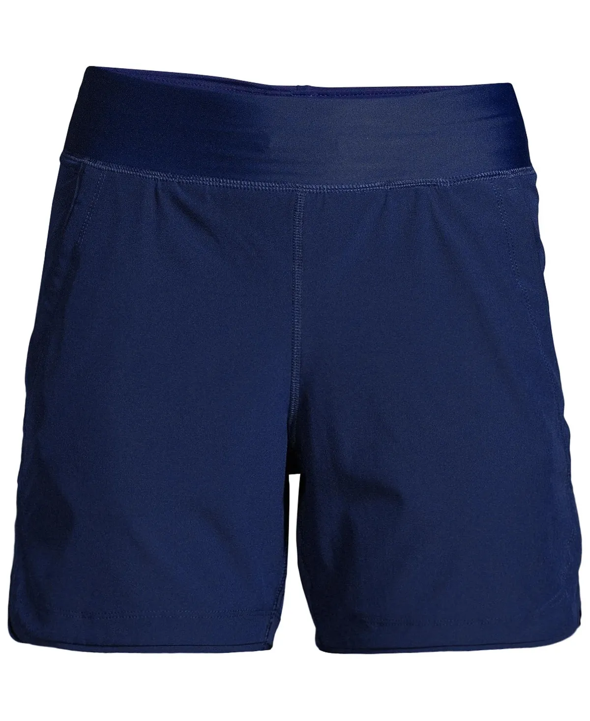 Lands' End Women's Plus Size 5" Quick Dry Elastic Waist Board Shorts Swim Cover-Up Shorts with Panty - Deep Sea Navy