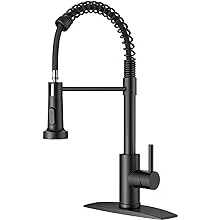 FORIOUS Black Kitchen Faucet with Pull Down Sprayer Commercial Spring Kitchen Sink Faucet with Pull Out Sprayer Single Handle Kitchen Faucets with Dec FF0024B