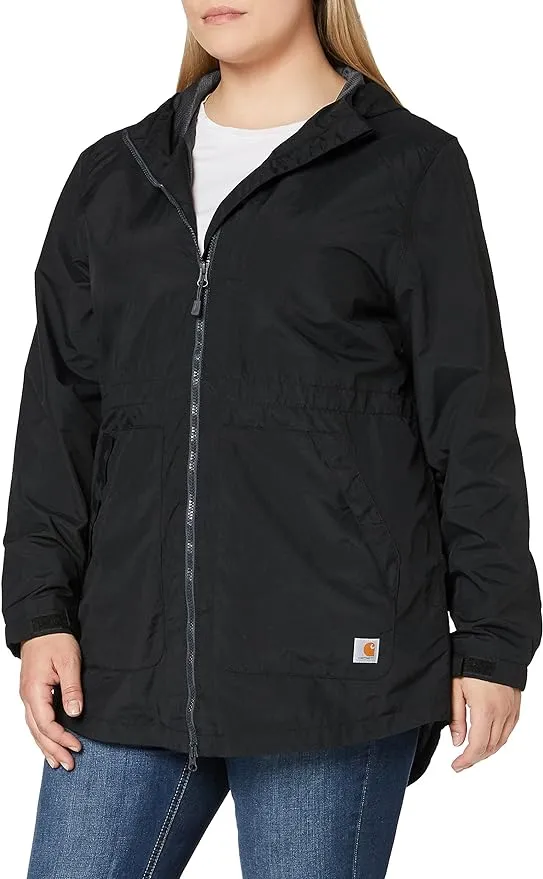 Carhartt Women's Rain Defender Lightweight Hooded Coat, Black