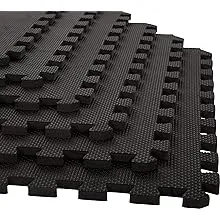 Interlocking EVA Foam Floor Tiles for Home Gym, Yoga Mat, Workout Equipment, or Child's Play Surface - Set of 6, (Black) by Stalwart