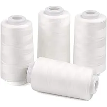 4 x 3000 Yards Serger Thread Spools White Polyester Sewing Thread Overlock Cone