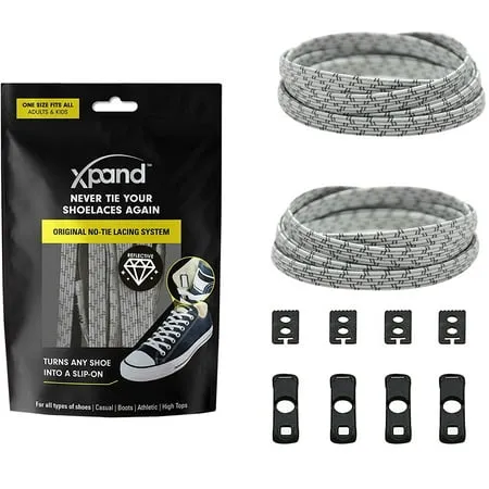 Xpand Laces Customizable No-Tie One Size Elastic Shoelaces Steel