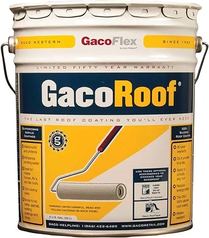 Gaco 5-Gallon White Silicone Reflective Roof Coating (50-year Limited Warranty)