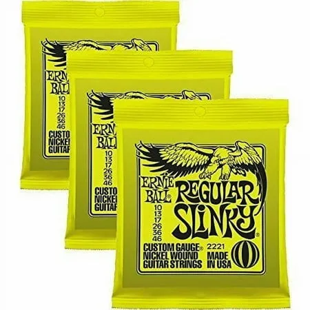 Ernie Ball Regular Slinky - Cuerdas para guitarra eléctrica, paquete de 6, calibre 10-46 (P03021)