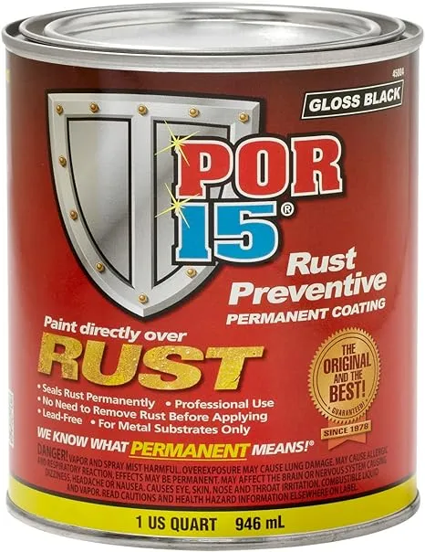 POR-15 45004 Rust Preventive Paint Gloss Black Quart