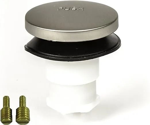 PF Waterworks PF0935-BN Universal Touch (Tip Toe or Foot actuated) Bathtub/Bath Tub Drain Stopper Includes 3/8" and 5/16" Fittings, No Hair Catcher,