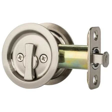 Dynasty Hardware Round Bed/Bath Privacy Pocket Door Latch Satin Nickel