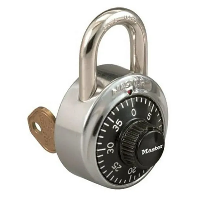 Master Lock Stainless-Steel Combination Padlock With Key Control, 2-7/8" x 1-7/8"