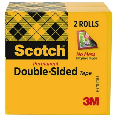 3M Scotch Double-Sided Tape, Clear - 2 pack