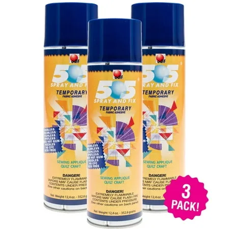 Odif USA 505 Spray & Fix Temporary Fabric Adhesive 3/Pk-12.4oz, 3 Pack