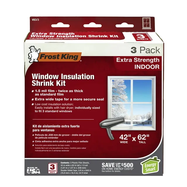 Thermwell V83-3 3 Pack Film Window Insulation Kit - 42 x 62 in.3