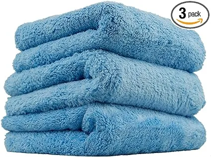 Chemical Guys Happy Ending Edgeless Microfiber Towel, Blue 16inx16in (3 Pack)