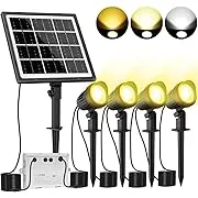 MEIKEE 4-in-1 Solar Spotlights Outdoor, 4W/6V Solar Powered LED Landscape Lights, 3 Colors with 3 Brightness, Dusk to Dawn IP66 Waterproof Landscape Spotlights for Garden Yard Driveway Path