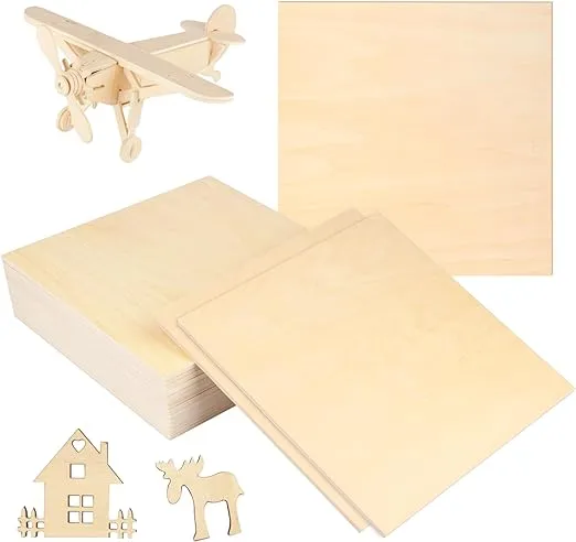 16 PCS 12 Inch Square Basswood Board, Thickness 2.6 mm, Basswood Sheets, balsa Wood Sheet,Plywood Sheets for Laser, CNC Cutting, Wood Burning,