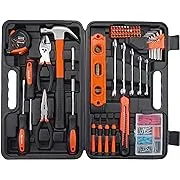 Cartman Tool Set General Hand Tool Kit with Plastic Toolbox Storage Case Automotive Wrench Sets Orange