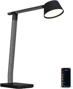 Smart Desk Lamp, Works with Alexa, True White LED + Color Ambiance, Qi Wireless Charger, Black