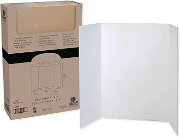 Pacon® 80% Recycled Single-Walled Tri-Fold Presentation Boards, 48" x 36", White, Carton Of 24