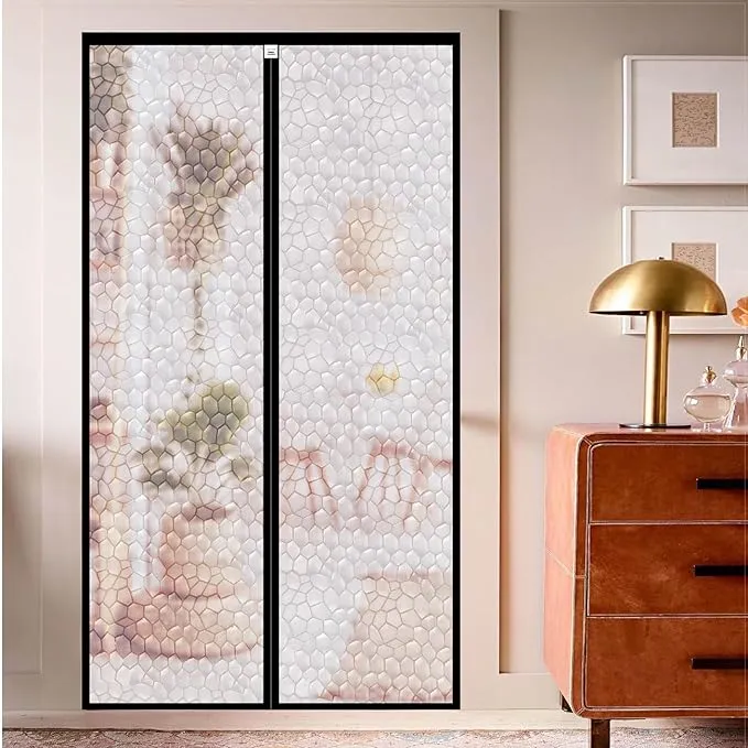 Magnetic Thermal Insulated Door Curtain 48 x 83.6 Inch, Screen Size 46 x 82 Inch, Transparent Door Cover, Keep Warm in Winter Cool in Summer, Self Sealing, Pet and Kid Friendly