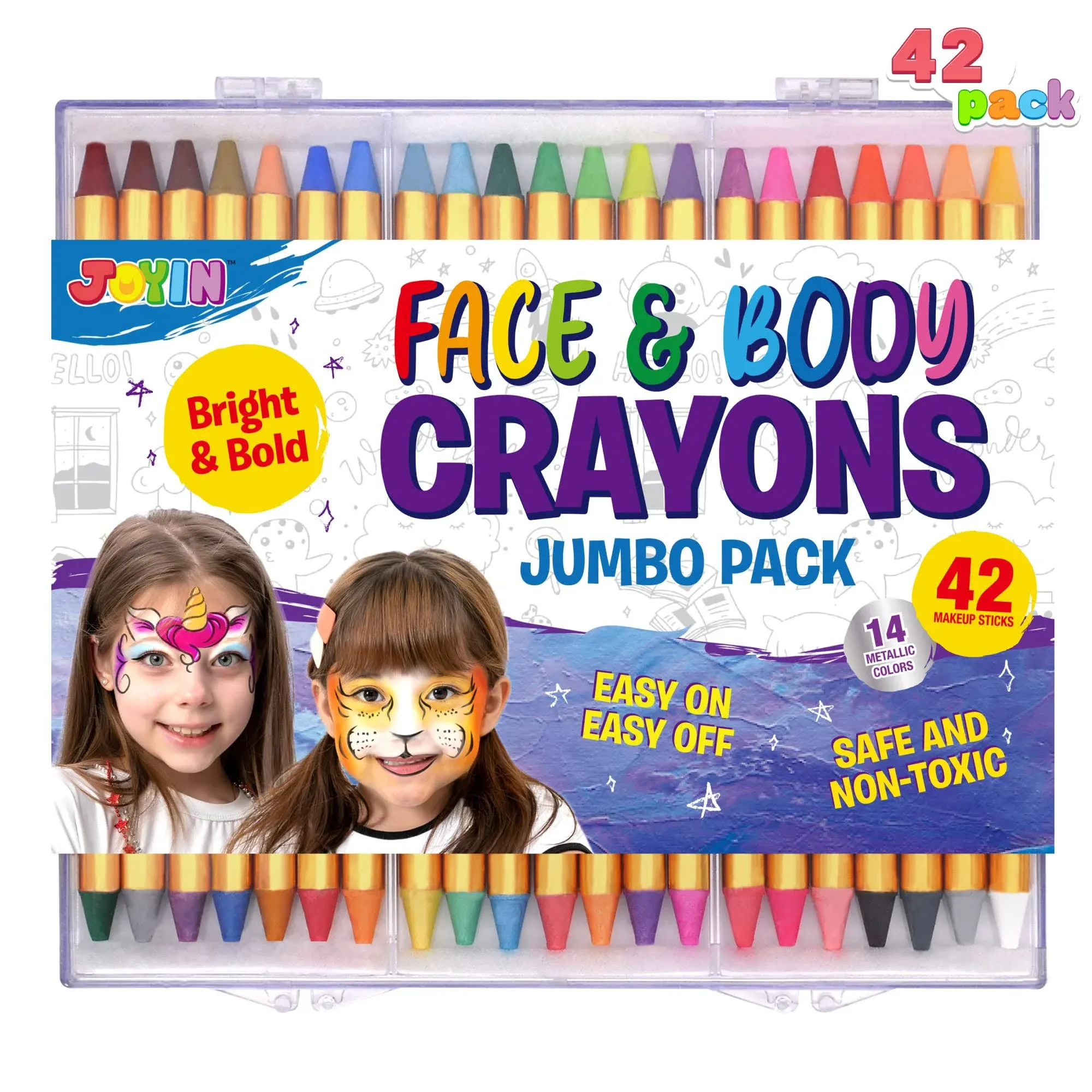 42PCS Face and Body Paint Crayons, Face Painting Kit Safe and Non-Toxic Ultimate