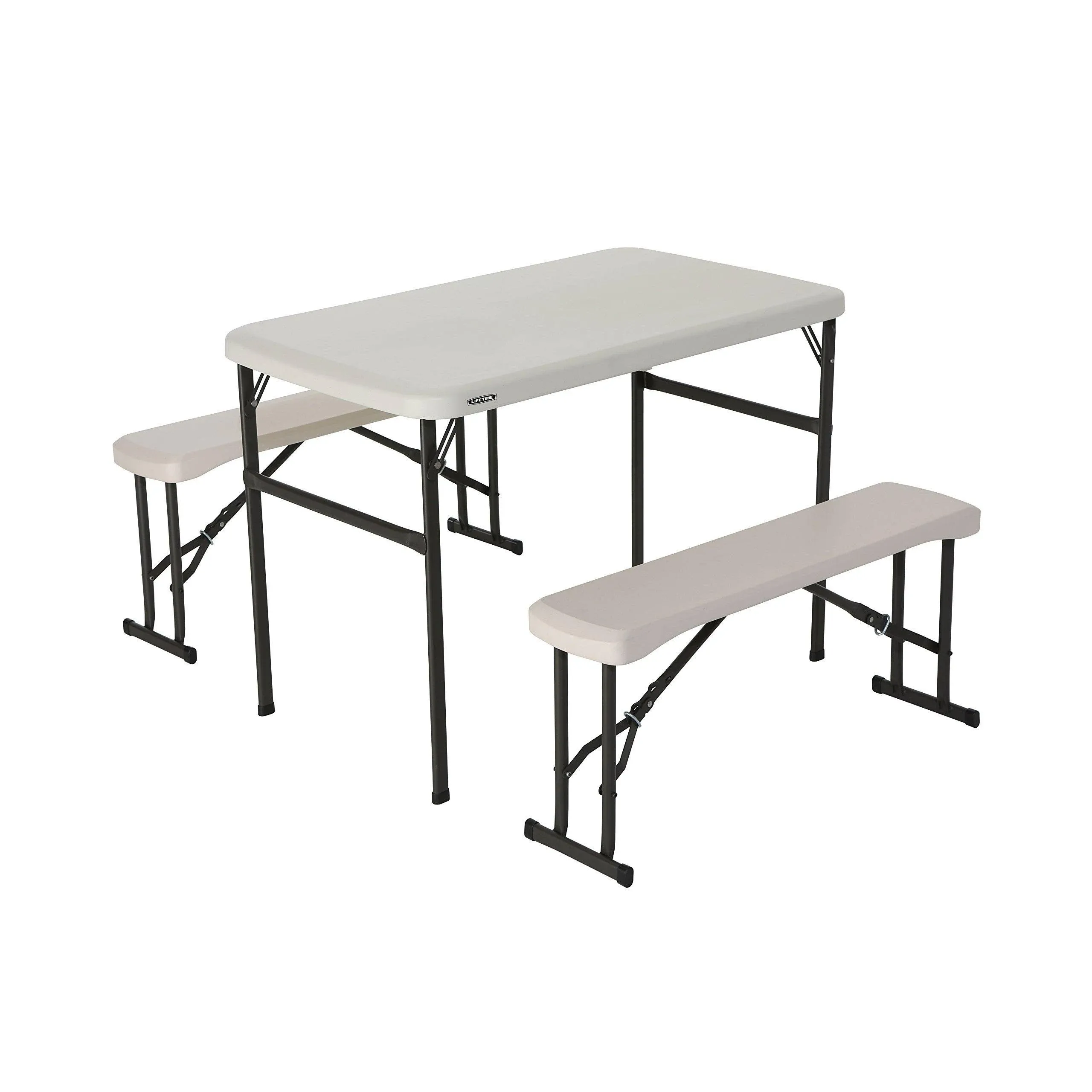 Lifetime Folding Picnic Table with Benches Almond