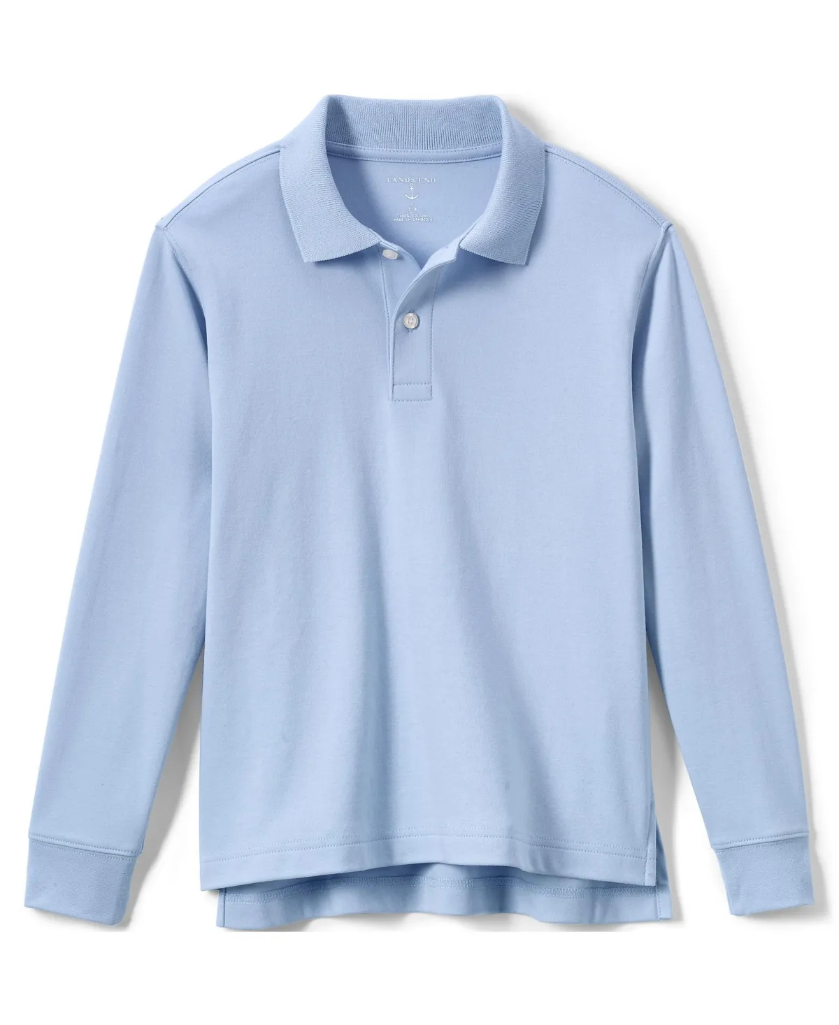 Lands' End School Uniform Kids Long Sleeve Interlock Polo Shirt