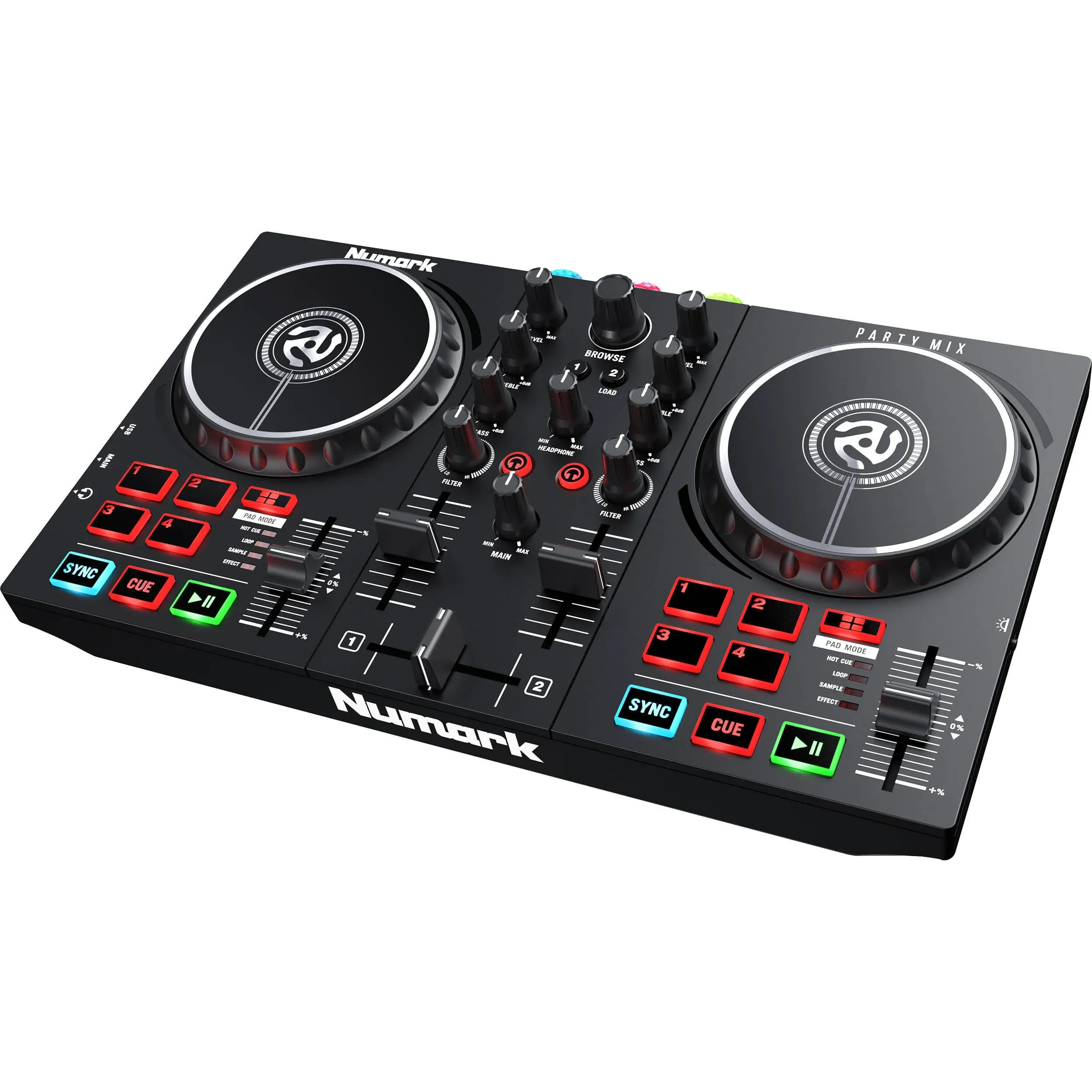 Controlador para DJ Numark Party Mix 2 c/ luces Integradas