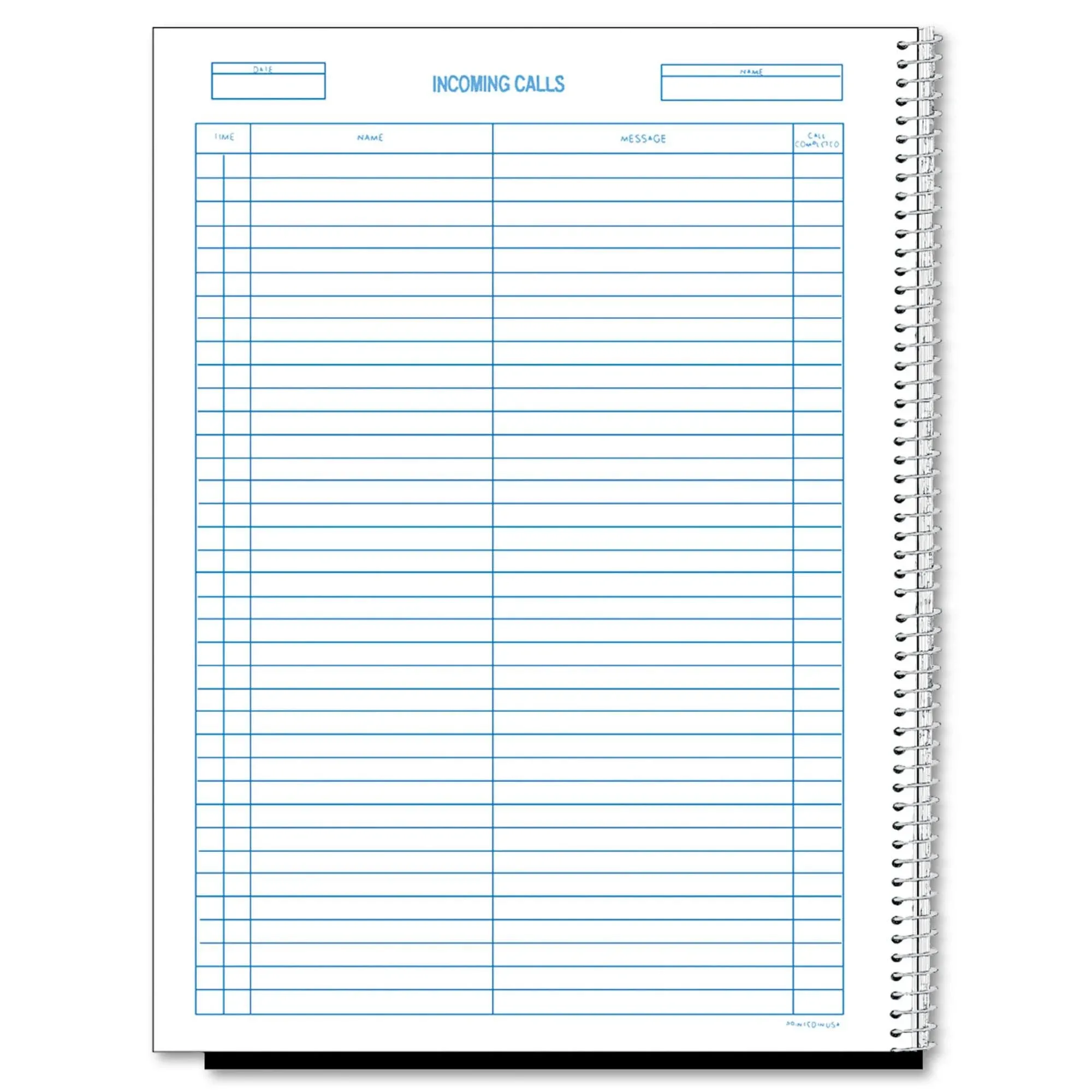 Rediform Incoming/outgo<wbr/>ing Call Register Book - 100 Sheets - Wire Bound - 11&#034;