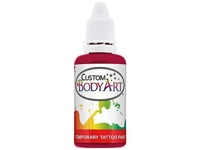 Custom Body Art 1-Ounce Pink Temporary Airbrush Tattoo Body Art Paint Alcohol Based