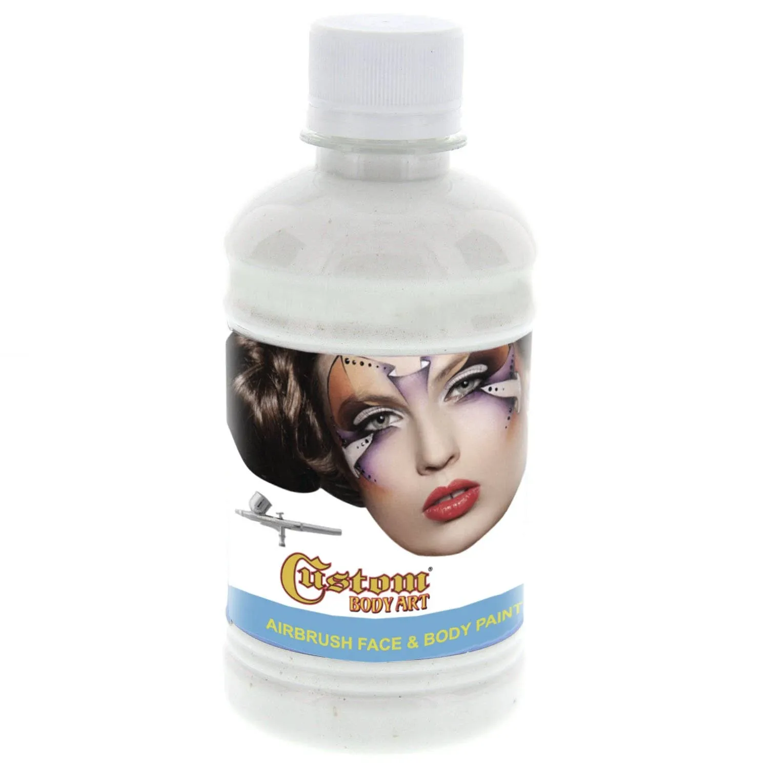 8 oz WHITE Custom Body Art Water-Based Airbrush Face and Body Paint Make-Up