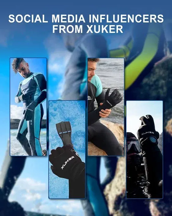 XUKER Water Gloves, 3mm & 5mm Neoprene Five Finger Warm Wetsuit Winter Gloves for Scuba Diving Snorkeling Surfing