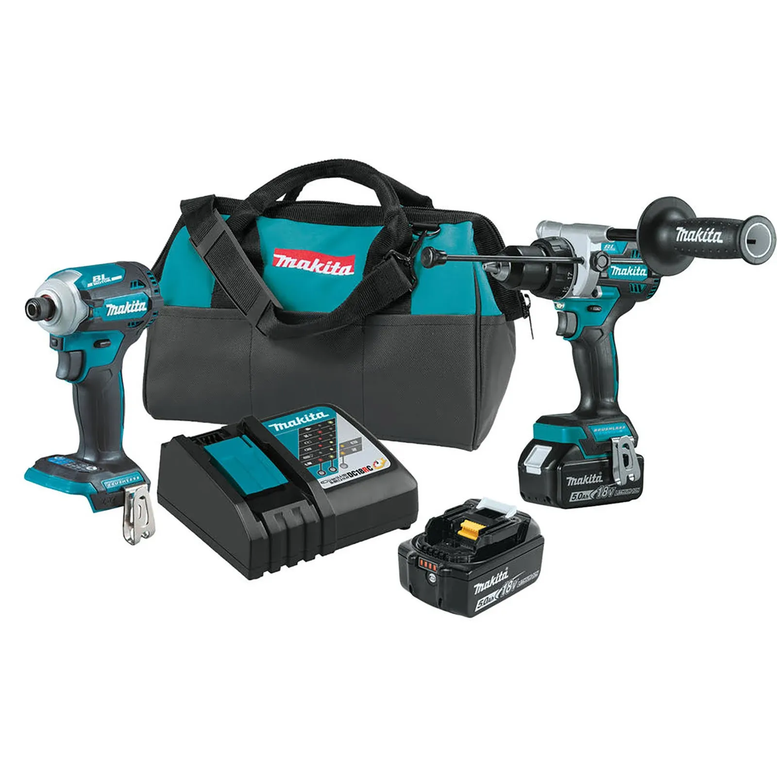 Makita 18V LXT Lithium-Ion Brushless Cordless 2 Piece Combo Kit 5.0Ah