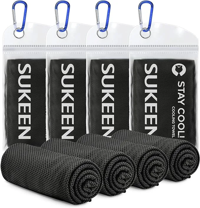 Sukeen [4 Pack Cooling Towel (40"x12"),Ice Towel,Soft Breathable Chilly Towel,Microfiber Towel for Yoga,Sport,Running,Gym,Workout,Camping,Fitness,Workout & More ActivitiesSukeen [4 Pack Cooling Towel (40"x12"),Ice Towel,Soft Bre…