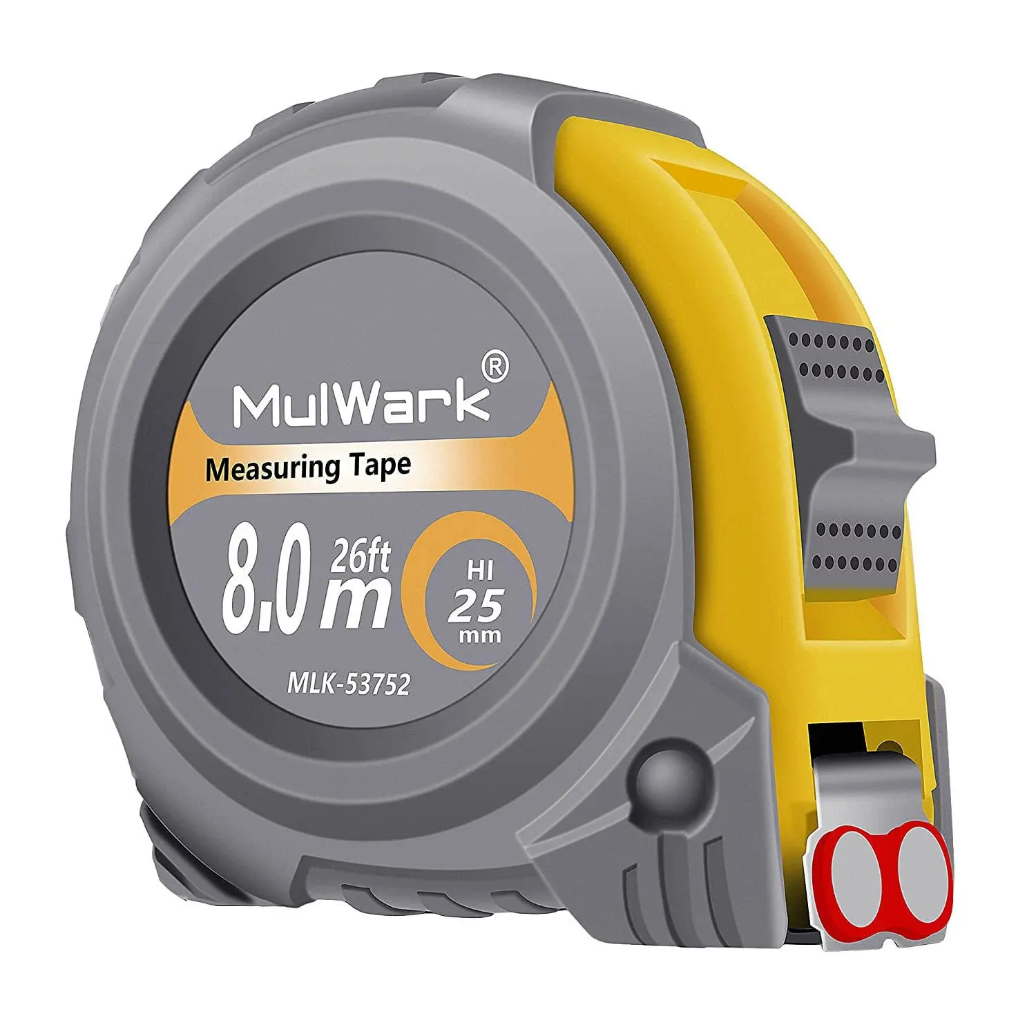 MulWark Pack of 2 26ft Measuring Tape Measure by Imperial Inch Metric Scale with Both-Side Metal Blade, Magnetic Tip Hook, and Shock Absorbent Case