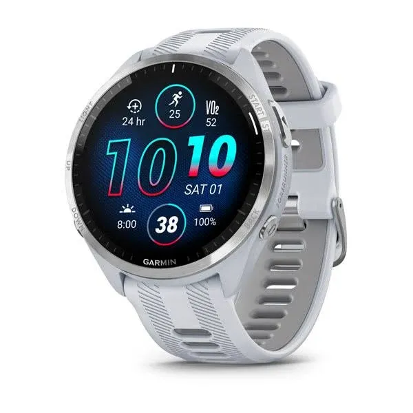 Garmin Forerunner® 965 Running Smartwatch, Colorful AMOLED Display, Training Metrics and Recovery Insights, Whitestone and Powder Gray