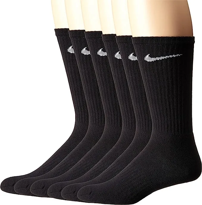 Nike Unisex-Adult Everyday Cushion Crew 6 Pair Band Socks SX7666-100 SMALL