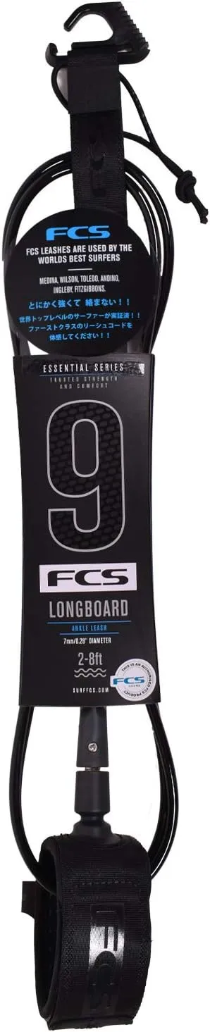 FCS Longboard 9' Ankle Leash - Black